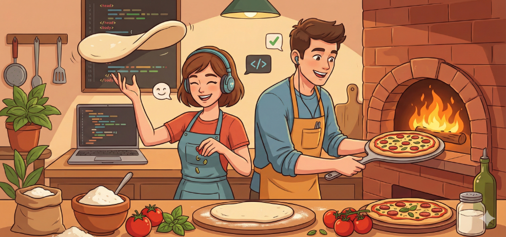 Programiści robiący pizzę